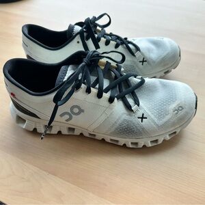 On Running X3 Women’s Athletic Shoes in White and Black, 7.5